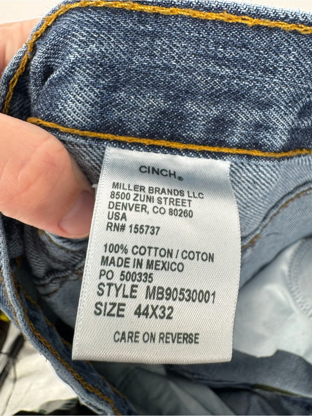 Cinch Men's Straight Blue Denim Jeans Size 44X32 Country Western 100% Cotton